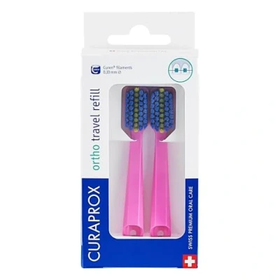 Imagen de Curaprox CS 5460 ortho travel refill, brush heads for toothbrush, duo pack, pink