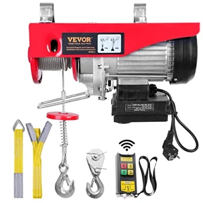 Imagen de VEVOR Polipasto Eléctrico de Cable Capacidad 250 kg 510 W con Mando a Distancia Inalámbrico 10 m/min Altura Elevación 12m Único Motor Cobre Puro para Garajes Almacenes Plantas