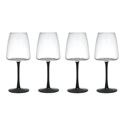 Imagen de Mikasa Palermo Juego de 4 copas Cristal para vino blanco, 400ml, blanco con tallo negro, 100% libre plomo Caja regalo y apto lavavajillas