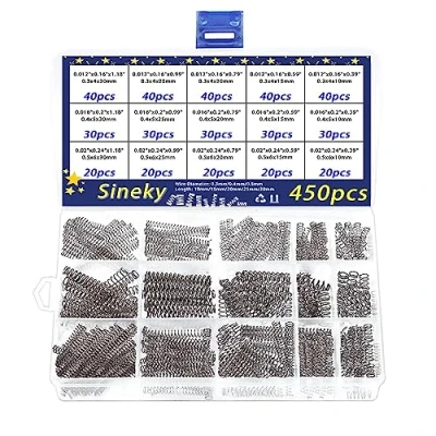 Imagen de Muelles Metálicos Assorted surtido de resortes comprimidos pequeños 450 piezas, compresión acero inoxidable 304 Diámetro del alambre 0.3 mm 0.4 0.5 mm, resorte metal para repar
