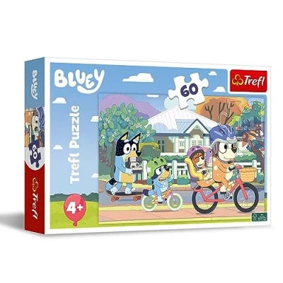Imagen de Trefl, Bluey Alegre 60 Piezas Puzle de Colores con los Personajes la Serie Infantil, Entretenimiento Creativo, Juego para niños a Partir 4 años, Multicolor (17384)