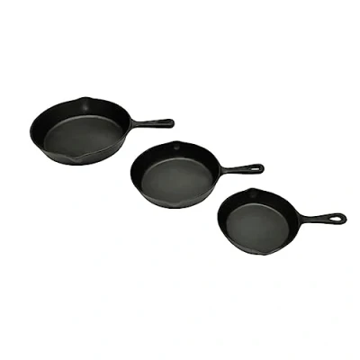 Imagen de vidaXL Set de 3 Barbacoas Sartén churrasco Hierro Fundido