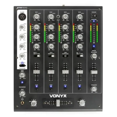 Imagen de Vonyx STM 7010 mezclador de DJ 4 canales con entrada USB, mesa mezclas, DJ, entradas MIC, DMX, crossfader, medidor VU, audio,