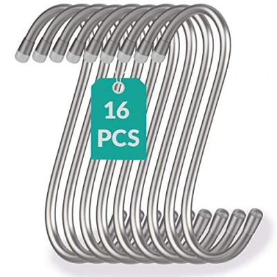 Imagen de 16 Ganchos en Forma de S Acero Inoxidable para Colgar 12cm Soportan hasta 25kg Carga Gancho Ese