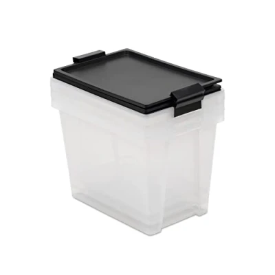 Imagen de TATAY Lote 3 Cajas De Almacenaje con Tapa, 15L Capacidad, Asas, Tapa 100% Materiales Reciclados, Libre Bpa, Negro. Medidas 25 X 36 26 Cm