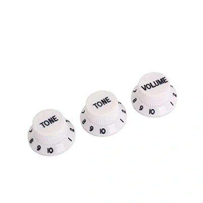 Imagen de Alnicov perillas de guitarra plástico para 2T1V, control Strat ST, 3 unidades, color blanco