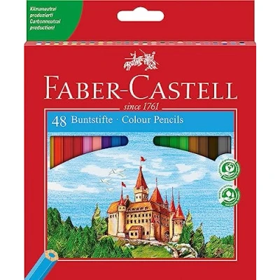 Imagen de Faber Castell 120148 Juego de lápices colores Castle, 48 piezas, hexagonales, irrompibles, para niños y adultos