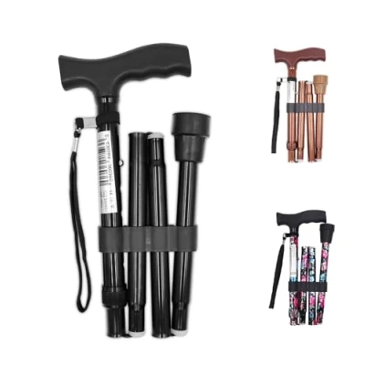 Imagen de PEPE Bastones Plegables para Mayores, Mayores Hombre, Caminar Ancianos, Bastón Plegable Mujer, Extensible, Ajustable en Altura, Negro