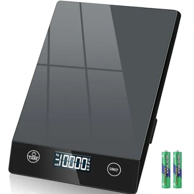 Imagen de Letron báscula digital de cocina cristal, 10 kg, resistente al agua, para hornear, función tara, botón táctil, precisión 1 g, gris
