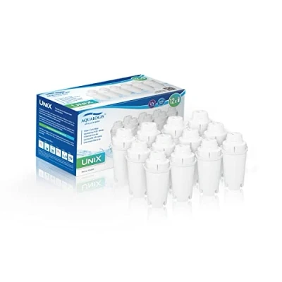 Imagen de Aqualogis Unix Cartucho de filtro agua compatible con Brita Classic, Dafi, PearlCo, Mavea 107007, AquaOptima RUF916, 12 unidades