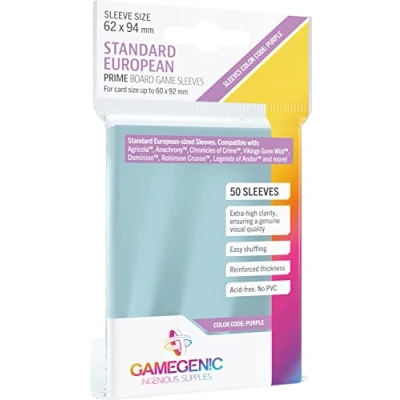 Imagen de GAMEGEN!C Prime Standard European Sized Sleeves 62 x 94 mm (50), Colour Clear (GGS10049ML)