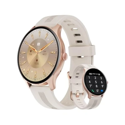 Imagen de HUAKUA Smartwatch Mujer con Llamadas, 1,3&quot; Redonda Reloj Inteligente Podómetro, Esfera de Personalizada, Monitor Sueño, Pulsómetro Pulsera Actividad para Android iOS