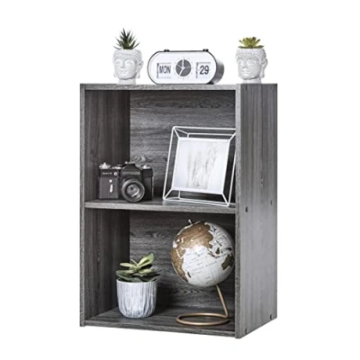 Imagen de Iris Ohyama Estantería Moderna de Madera 2 Niveles, 40cm Ancho, mesita Noche, Gris, Exposición, Modular, Almacenamiento, para Sala Estar, Habitación, Oficina, Librería, Montaje Fácil, CX
