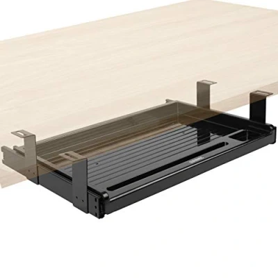 Imagen de Duronic DKTSX2 Plataforma de 39 cm para Teclado Pequeño y ratón Mesa Escritorio Tablero Metal Fácil instalación Solución Ideal Ahorrar Espacio Acabado en Color Negro