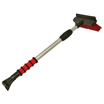 Imagen de Petex 4601 46010000/Rascador de Hielo con Reborde Goma y Cepillo para Nieve telescópico 58 A 91 cm, Color Rojo