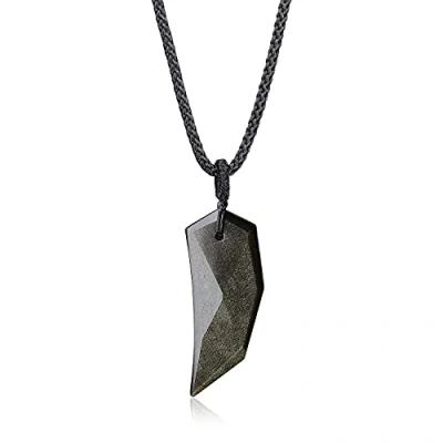 Imagen de COAI Collar con Colgante Diente de Lobo en Obsidiana Dorada para Hombre Mujer