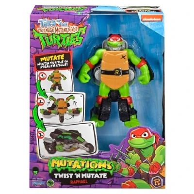 Imagen de Teenage Mutant Ninja 84292CO Tales Turtles Twist N Mutate Raphael. Se transforma de Figura acción a vehículo sigiloso, Multicolor