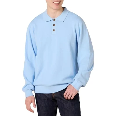 Imagen de Amazon Essentials Jersey Tipo Polo de Corte Holgado Hombre, Azul Celeste Claro, S