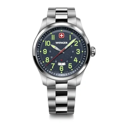 Imagen de Wenger Hombres Reloj de Pulsera Terragraph Analog Quarz, Ø 43 mm, Impermeable hasta 100 m, Cuero, 01.0541.123