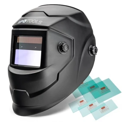 Imagen de IPOTOOLS casco de soldadura automático J500A solar totalmente ajustable, 2 sensores alta calidad, gran campo visión (92 x 42 mm) para todas las aplicaciones