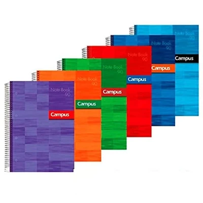 Imagen de Campus University Cuadernos A4 Cuadrícula 5mm, Tapa Extradura, 120 hojas, Pack de 4 blocs perfectos para uso escolar, oficina y hogar, Colores Surtidos (4 unidades)