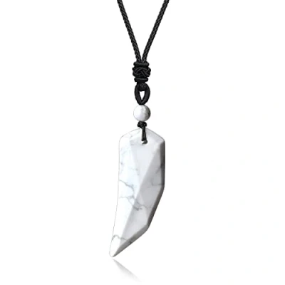 Imagen de COAI Collar con Colgante Diente de Lobo en Howlita para Hombres y Mujeres