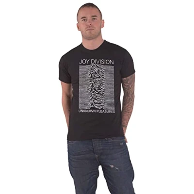Imagen de Joy Division T Shirt Unknown Pleasures Blanco On Negro Logo Oficial De Los Size L