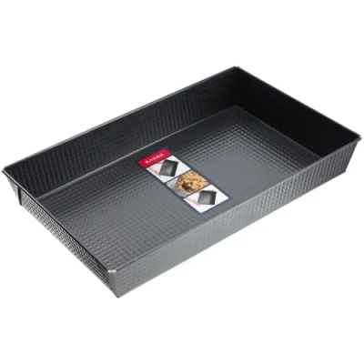 Imagen de KADAX molde rectangular para hornear en 3 tamaños, bordes altos de chapa tartas, pan tostado, tarta queso, brownie, fácil limpiar, caja distribución (40 x 25,5 cm, negro)