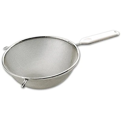 Imagen de FACKELMANN Food &amp; More Colador de Cocina Acero Inoxidable, Malla Fina, Tamiz, Borde Redondo 18 cm, Mango ABS, Color Blanco e Inox, 33x18x8 1 ud.