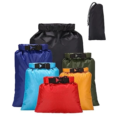 Imagen de Jissta 6 Piezas Bolsa Estanca Impermeable, Bolsas Secas Ligeras (1.5/2.5/3/3.5/5/8L),Bolsa Portátil para Acampar Viaje Kayak, Correas Largas Ajustables Los Hombros