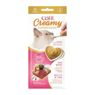 Imagen de Catit Creamy Superfood Snack húmedo par Gatos Atún/Coco y Wakame, 4x10g