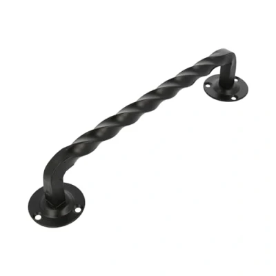 Imagen de Amig Manillón para Puertas de Paso o Entrada Modelo 103 140 mm Manilla con Placa Acero y Tirador Zamak Acabado Negro Incluye Roseta Estilo Rústico Forjado a Mano