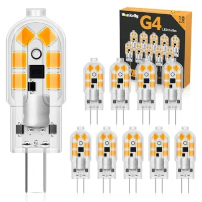 Imagen de G4 Bombilla LED, 10pcs 3000K 200LM Lampara 2W Bombillas Led Calida Equivalente de 20W Halógena, AC/DC 12V Lámpara Sin Parpadeo y No Regulable Adecuado para Salon, Dormitorio