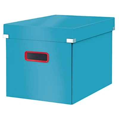 Imagen de Leitz, Caja de Almacenaje Grande Click and Store con Tapa, Cartón Duro Primera Calidad para tu Hogar y Oficina, Gama Cosy, Azul Sereno, 53470061,