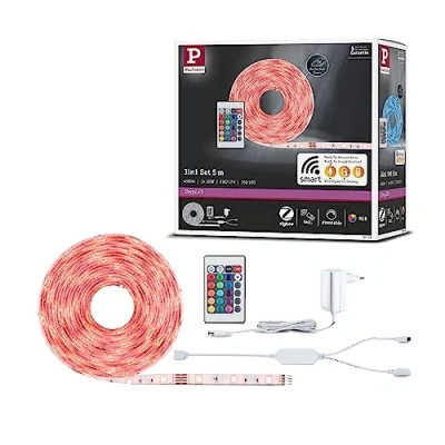Imagen de Paulmann 70534 SimpLED strip LED Smart Home Zigbee RGB juego completo 5m 20W 450lm 30LED/m 24VA perfil para cintas de luz