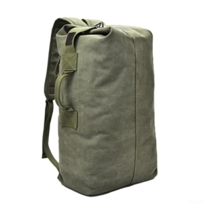 Imagen de Oceanlend bolsa de viaje gran capacidad, mochila lona con doble correa para viajes al aire libre, camping, senderismo, verde militar, A