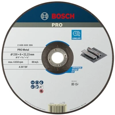Imagen de Bosch 2 608 600 386 Disco de desbaste acodado Expert for Metal A 30 T BF, 230 mm, 8,0 mm (pack 1)
