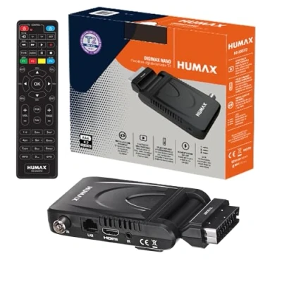 Imagen de Humax Decodificador Digital terrestre DVB T2 HD 2023T2 Digimax Nano con Mando a Distancia 2 en 1 para controlar el televisor