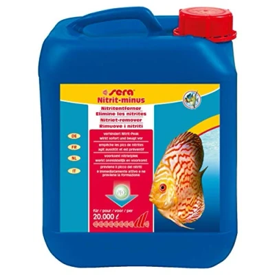Imagen de sera Nitrit Menos 5 litros. Purificador de Agua para Acuario, Ayuda inmediata contra nitrito, Elimina hasta 1,5 MG/l nitrito por dosificación, previene el Pico