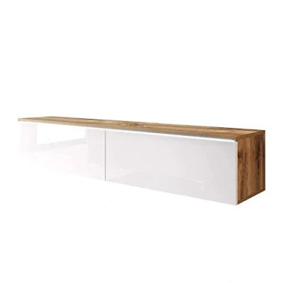 Imagen de Selsey Kane Mueble Moderno para televisor (140 cm, Roble Wotan, Mate, Brillante, con LED), 140 x 33 30