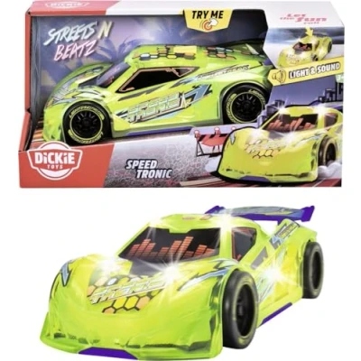 Imagen de Dickie Toys Coche de Juguete Speed Tronic, Luces Intermitentes, Música, Streets N BEATZ Motor fricción, 20 cm, Incluye Pilas, para Niños Niñas a Partir 3 años (203763009)