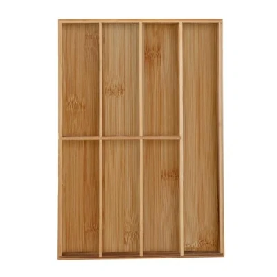 Imagen de Relaxdays Cubertero Cajón Bambú, Organizador Cubiertos, Separador 7 Compartimentos Cajones, 4,5 x 30,5 44,5cm, Natural