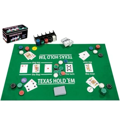 Imagen de Engelhart 320900 Set de póker Completo con 200 fichas (4 g), 2 Barajas, Botones crupier y Reglas
