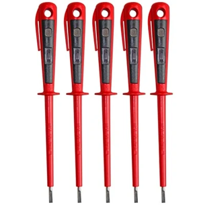 Imagen de H+H Werkzeug 45900 Comprobador de tensión y fase (hasta 250 V, certificado GS, fabricado en Alemania, 190 mm), color rojo negro