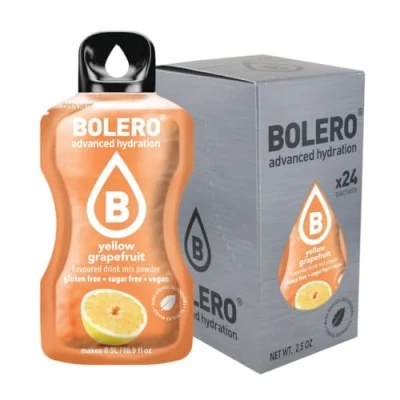 Imagen de Bolero bebida 24 bolsitas de 3 g fruta preparada en polvo soluble para fresca agua, 72 gramos endulzado con stevia (Yellow Grapefruit)