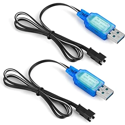 Imagen de YUNIQUE Green Clean Power Set de 2 Piezas Cables Cargador USB SM 2P Salida 250mAh para Baterías 6V Ni Mh Ideal Coche RC, Modelismo, Helicóptero RC Azul Claro