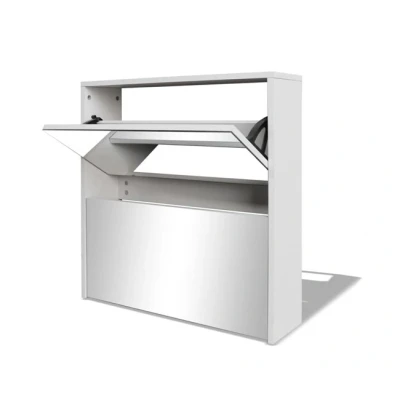 Imagen de vidaXL Mueble Zapatero 2 Capas con Espejo Organizador Mobiliario Salón Dormitorio Sala de Estar Almacenamiento Entrada Blanco 63x17x67 cm