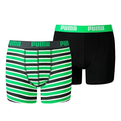 Imagen de Puma BOYS Basic Boxer Printed Stripe 2 PACK Culotte para niños, Talla: 164, Classic green