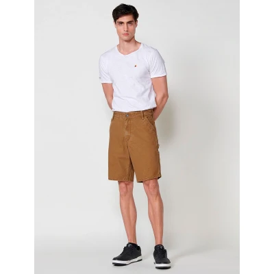Imagen de Bermuda Carpenter en Canvas de Algodón con Efecto Lavado. Relaxed Fit. Color Tostado para Hombre