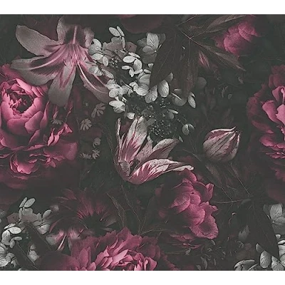 Imagen de A.S. Création Papel Pintado Floral en Lila, Negro y Gris de Pared para Varios Espacios 2,50 m x 0,52